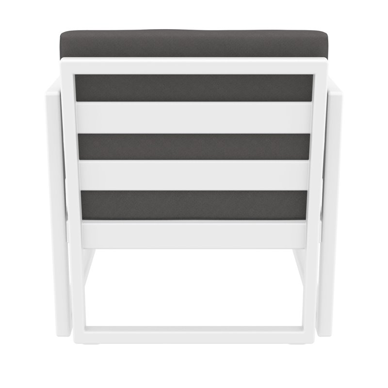 Mykonos Patio Club Chair in White Finish with Acrylic Fabric Charcoal Cushions