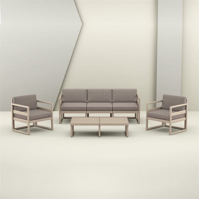 Compamia Mykonos Rectangle Lounge Coffee Table in Taupe Finish