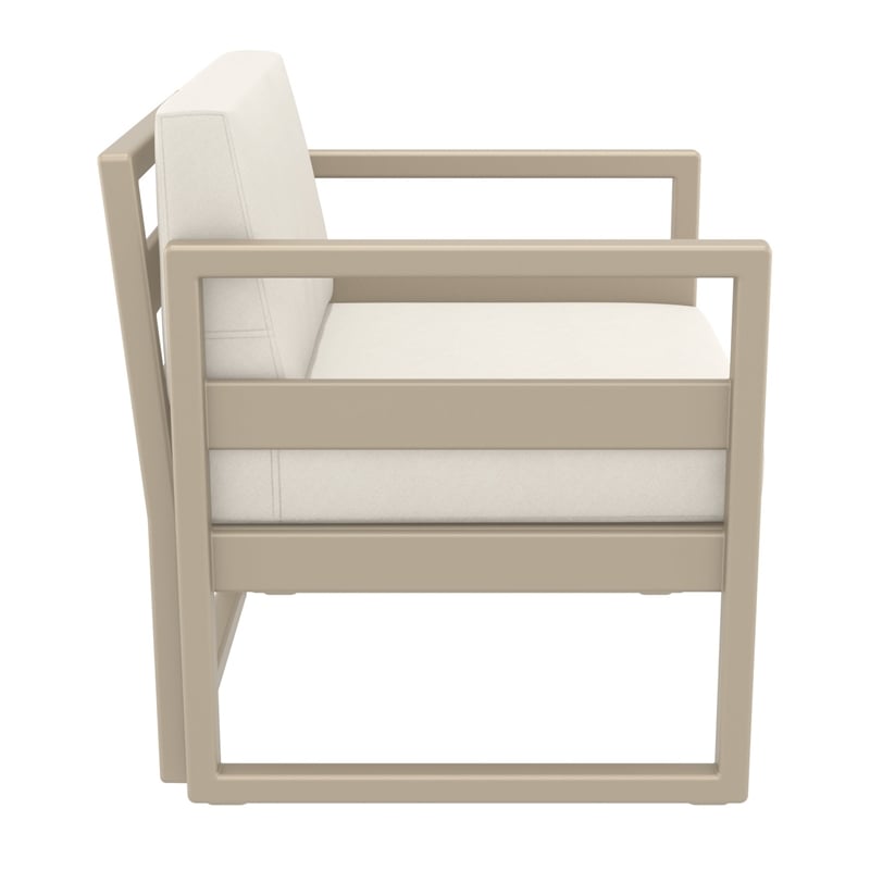 Mykonos 3 Piece Club Patio Set - Taupe Frame with Acrylic Fabric Natural Cushion