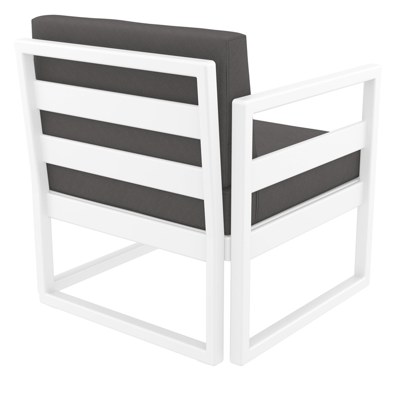 Compamia Mykonos Club 3 Piece Patio Set White with Charcoal Cushion