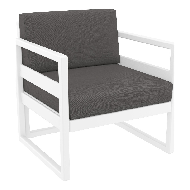 Compamia Mykonos Club 3 Piece Patio Set White with Charcoal Cushion