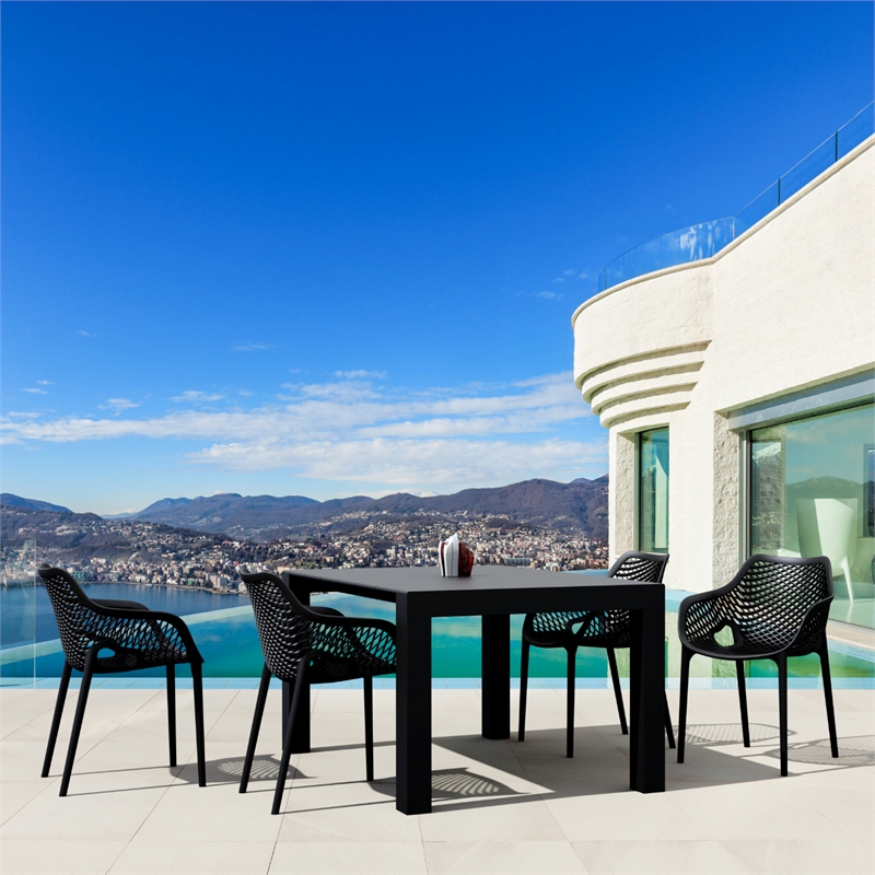 Air XL Extension Dining Set 5 Piece Black