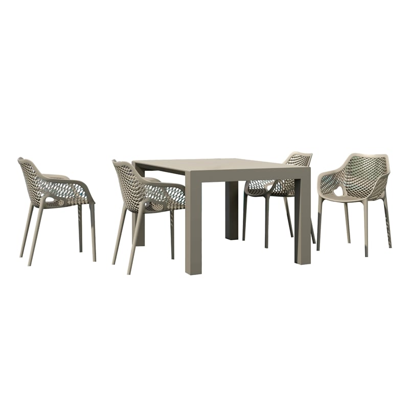 Compamia Air XL 5 Piece Extension Dining Set in Taupe