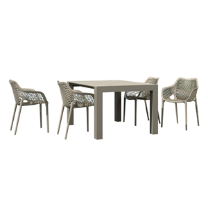 Compamia Air XL 5 Piece Extension Dining Set in Taupe