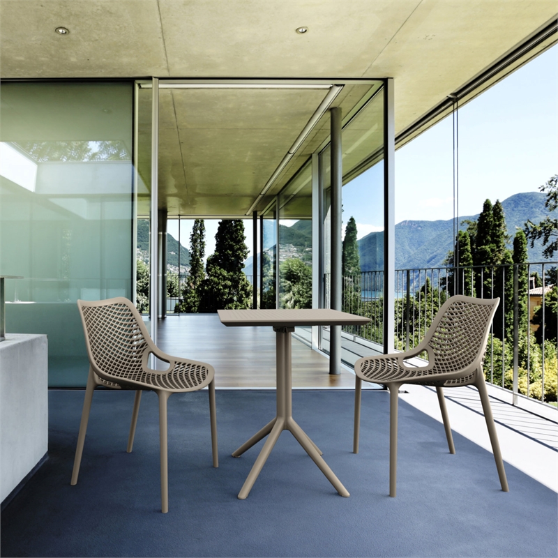 Compamia Air Bistro Set 3 Piece in Taupe Finish