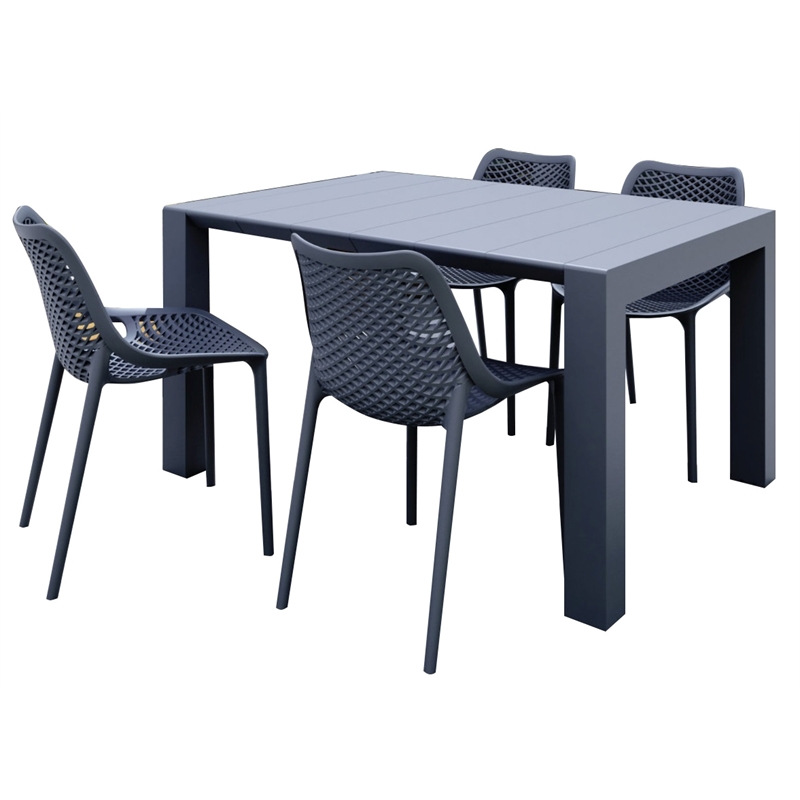 Compamia Air Extension 5 Piece Dining Set Dark Gray