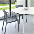 Compamia Lisa Round Dining Set with 47 inch White Table and Dark Gray Armcairs