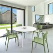 Lisa Round Dining Set with 47 inch White Table and Olive Green Armcairs