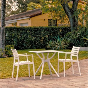 Compamia Artemis Dining Set with 2 Arm Chairs White