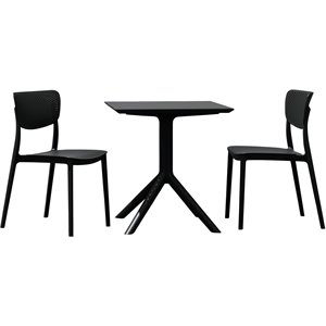 Compamia Lucy Outdoor Bistro Set 3 Piece with 27 inch Table Top Black