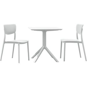 Compamia Lucy Outdoor Bistro Set 3 Piece with 27&quot Table & 2 Chair in White