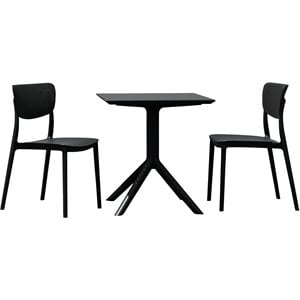Compamia Lucy Outdoor Bistro Set 3 Piece with 31 inch Table & 2 Chair in Black