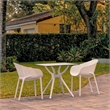 Compamia Sky 31 inch Square Table Dining Set with 2 Arm Chairs White