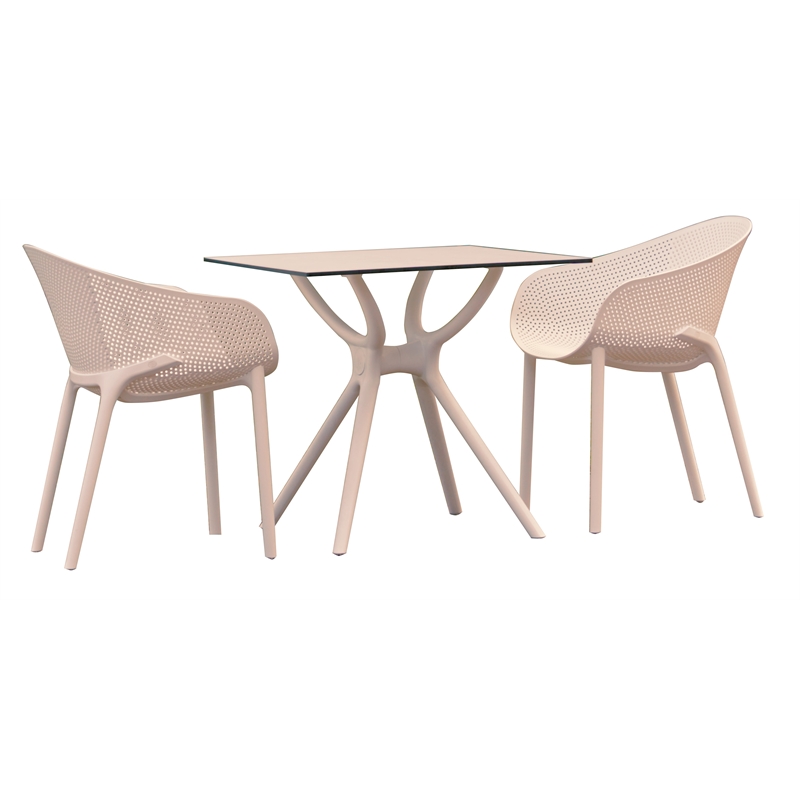 Compamia Sky 31 inch Square Table Dining Set with 2 Arm Chairs White
