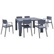 Loft Outdoor Dining Set with 6 Arm Chairs and 55 inch Extension Table Dark Gray