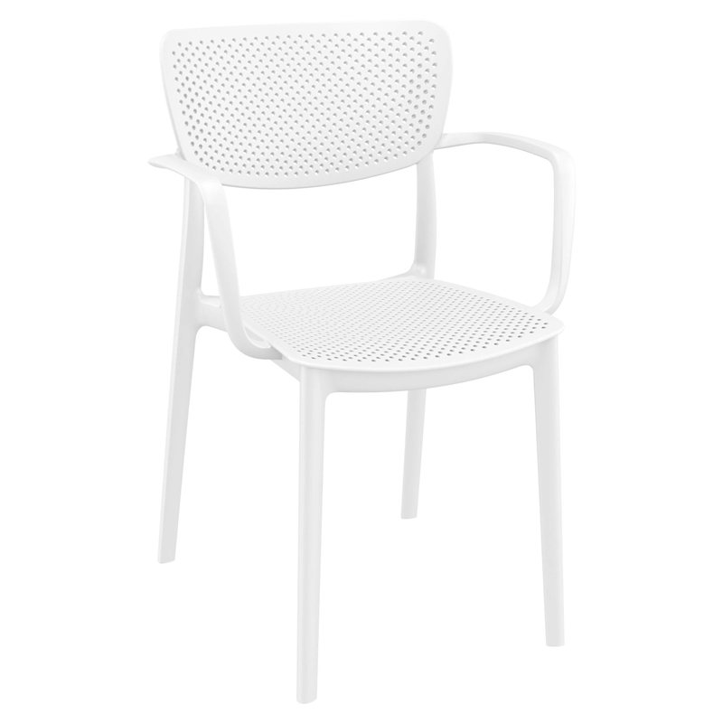 Loft Outdoor Dining Set with 6 Arm Chairs and 55 inch Extension Table White