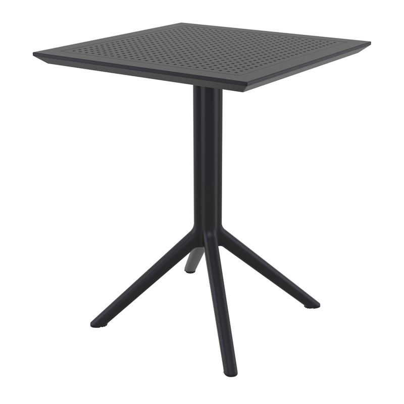 Compamia Lucy 3 Piece Outdoor Bistro Set with 24 inch Square Table Top Black