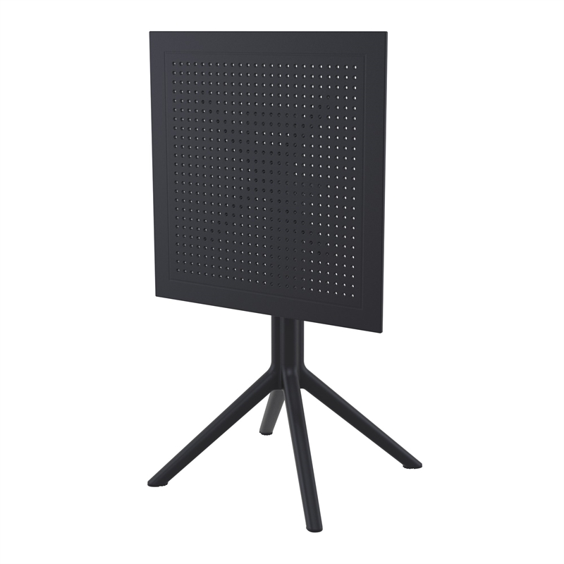Compamia Lucy 3 Piece Outdoor Bistro Set with 24 inch Square Table Top Black