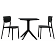 Compamia Lucy 3 Piece Outdoor Bistro Set with 24 inch Square Table Top Black