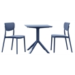 Compamia Lucy 3 Piece Outdoor Bistro Set with 24 inch Square Table Top Dark Gray