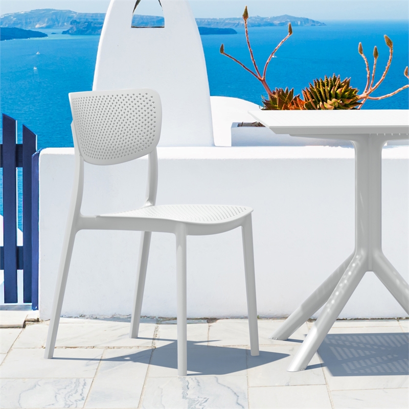 Compamia Lucy 3 Piece Outdoor Bistro Set with 24 inch Square Table Top White