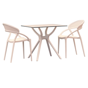 Compamia Sunset Dining Set with 2 Chairs - White