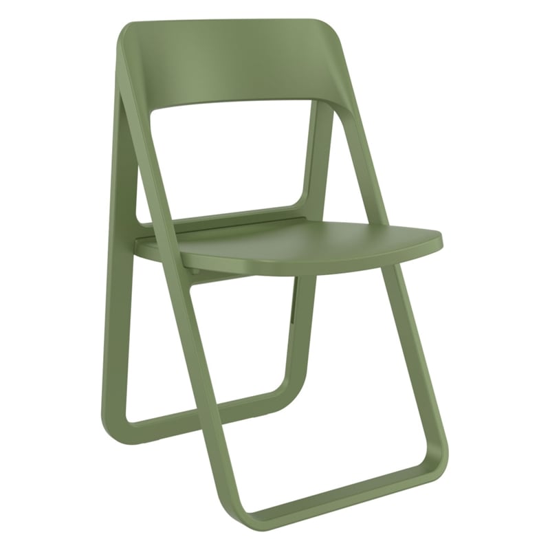 Compamia Dream Commercial Grade Folding Resin Outdoor Chair Olive Green