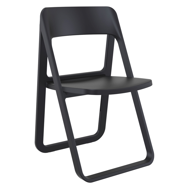 Compamia Dream Folding Outdoor Bistro Set with White Table and 2 Black Chairs