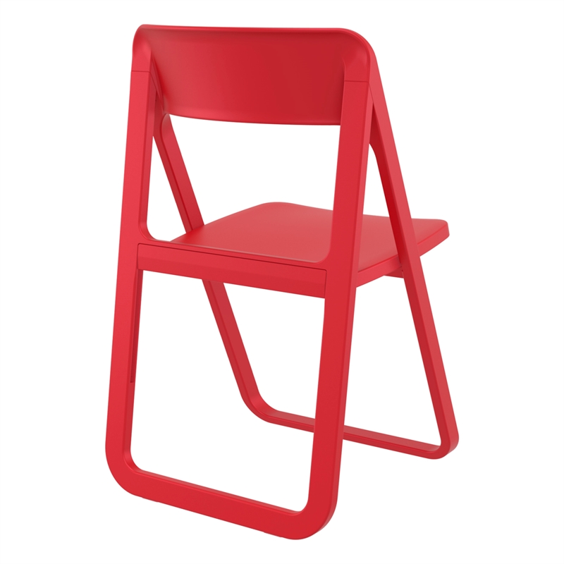Dream Folding Outdoor Bistro Set with White Table and 2 Red Chairs