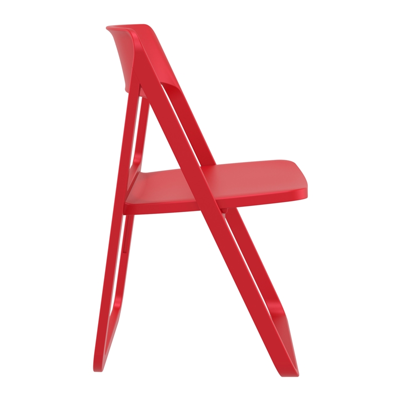 Dream Folding Outdoor Bistro Set with White Table and 2 Red Chairs