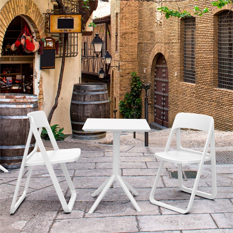 Compamia Dream Folding Outdoor Bistro Set with 2 Chairs White