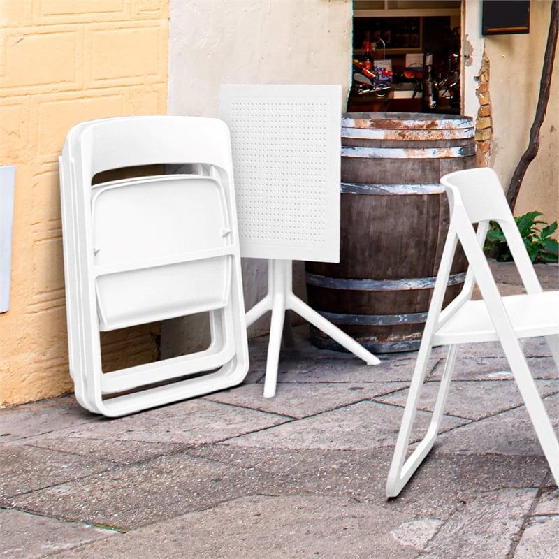 Compamia Dream Folding Outdoor Bistro Set with 2 Chairs White