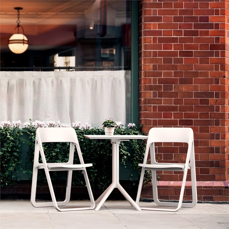 Compamia Dream Folding Outdoor Bistro Set with 2 Chairs White