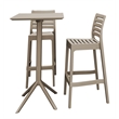 Compamia Sky Ares Square Bar Set with 2 Barstools Taupe