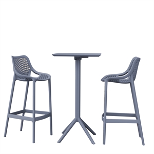 Compamia Sky Air Square Bar Set with 2 Barstools Dark Gray