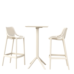 Compamia Sky Air Square Bar Set with 2 Barstools White