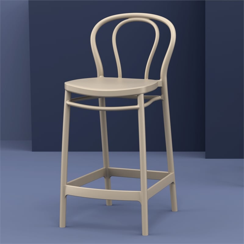 Compamia Victor Contemporary Resin Indoor Outdoor Counter Stool Taupe