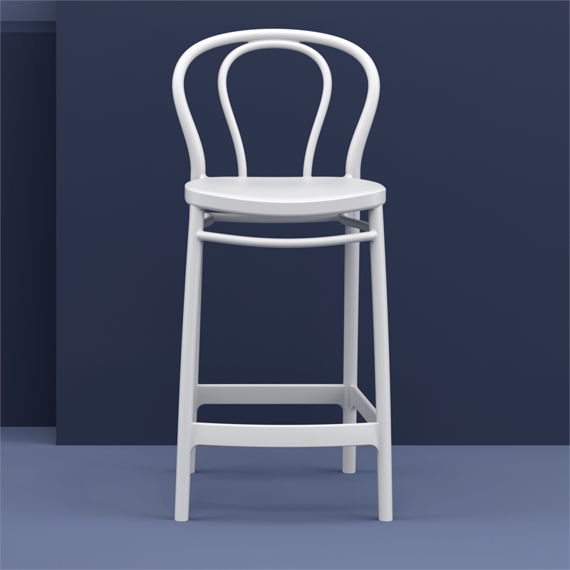 Compamia Victor Contemporary Resin Indoor Outdoor Counter Stool White