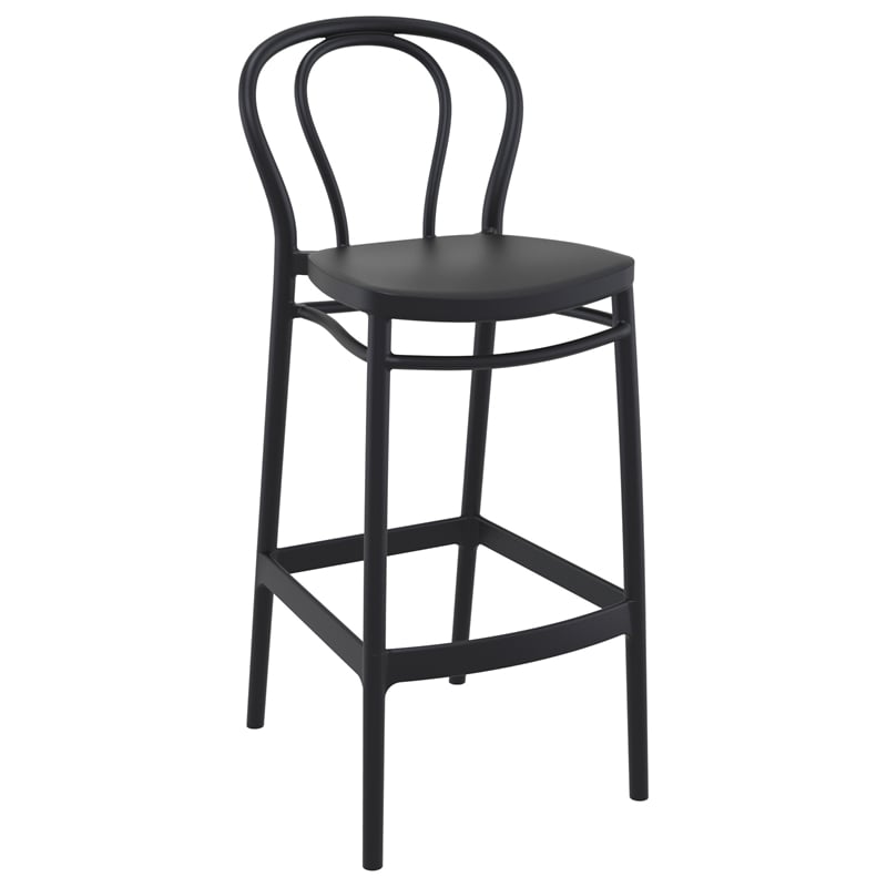 Compamia Victor Contemporary Resin Indoor Outdoor Bar Stool Black