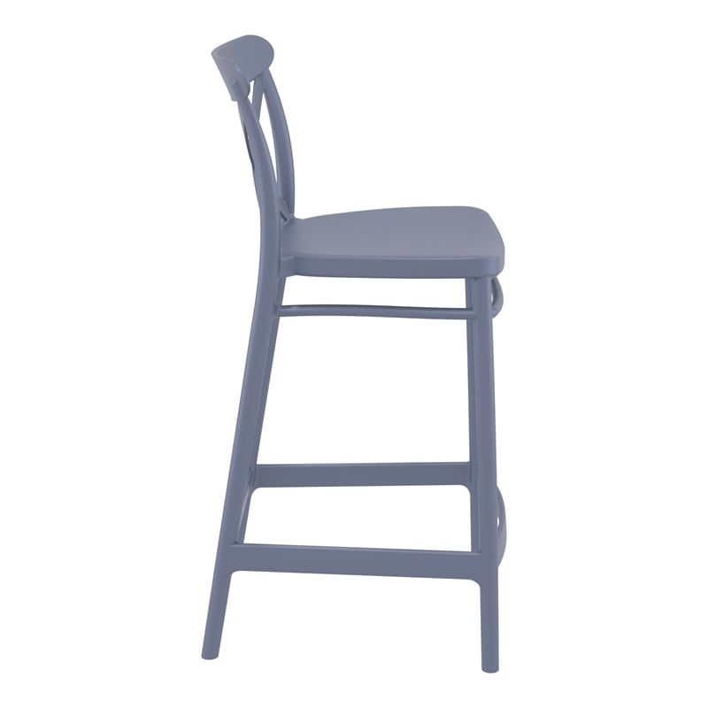 Compamia Cross Contemporary Resin Indoor Outdoor Counter Stool Dark Gray