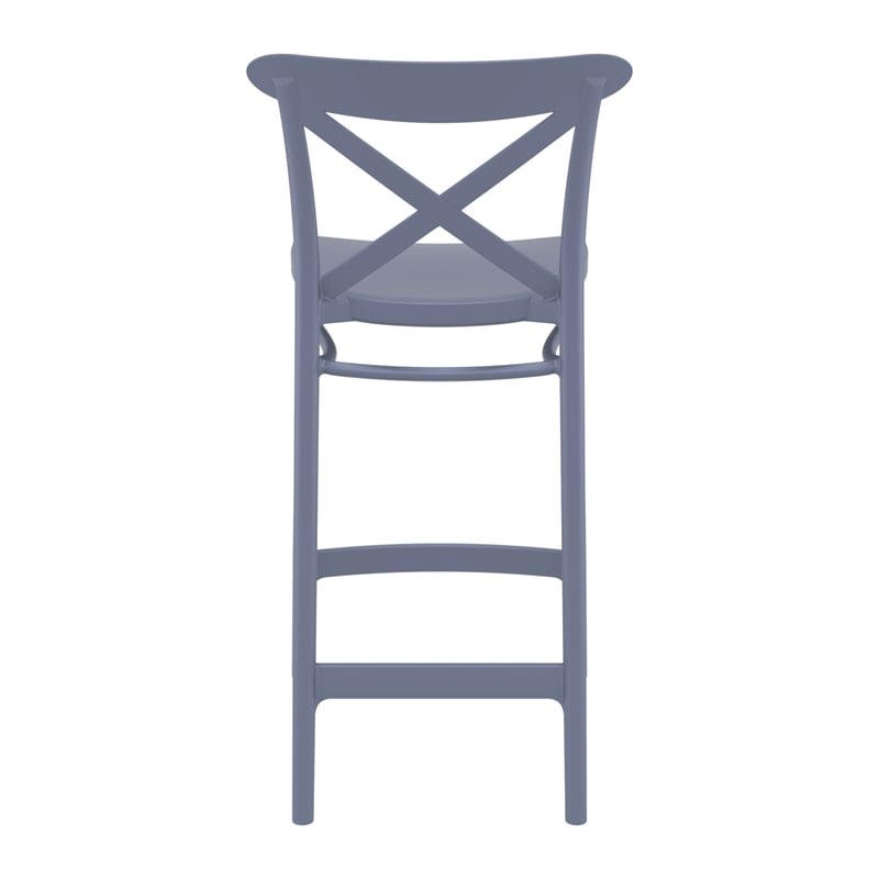Compamia Cross Contemporary Resin Indoor Outdoor Counter Stool Dark Gray