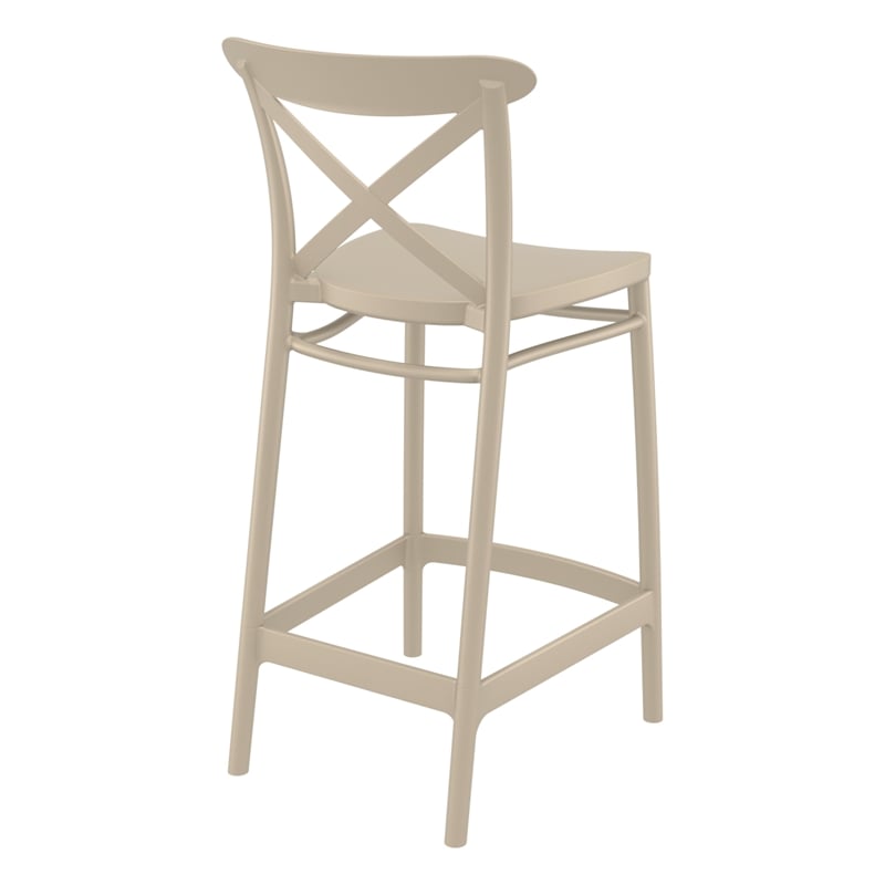 Compamia Cross Contemporary Resin Indoor Outdoor Counter Stool Taupe