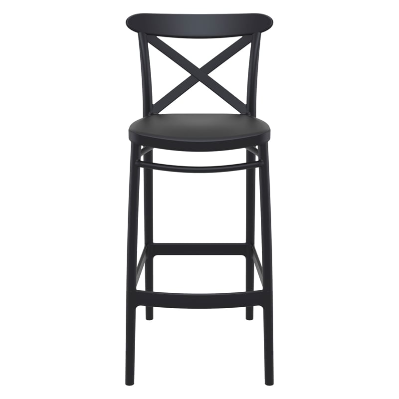 Compamia Cross Contemporary Resin Indoor Outdoor Bar Stool Black