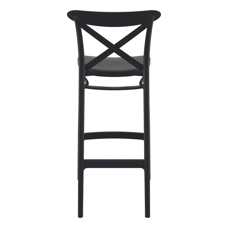 Compamia Cross Contemporary Resin Indoor Outdoor Bar Stool Black