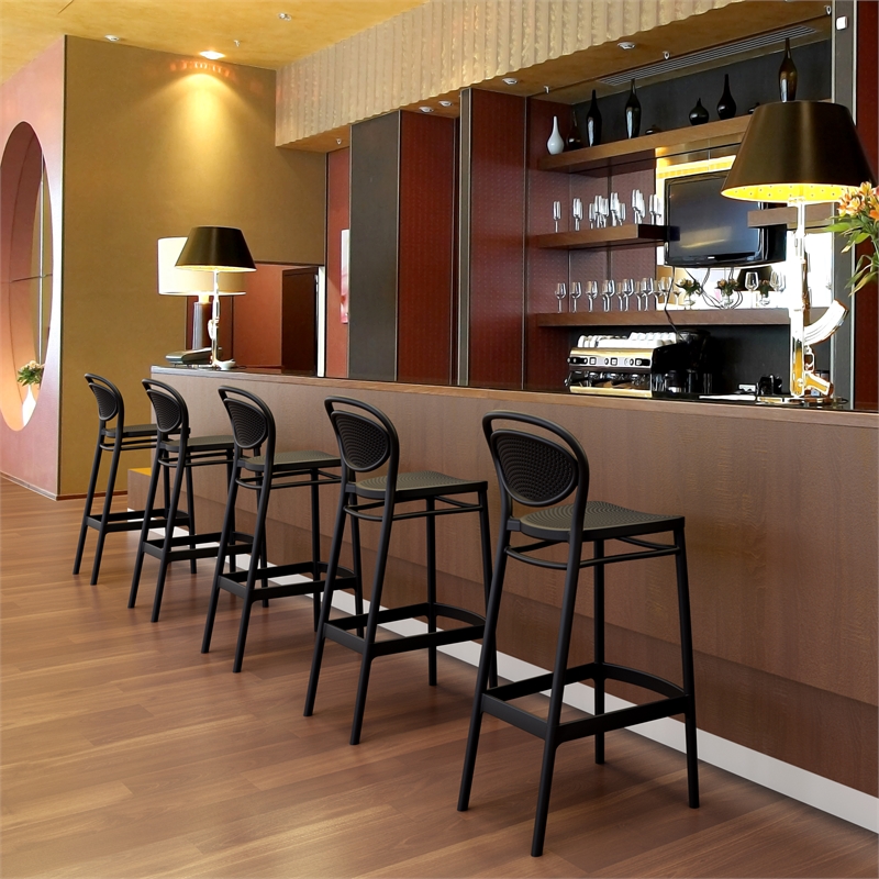 Compamia Marcel Contemporary Resin Indoor Outdoor Bar Stool Black