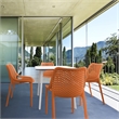 Compamia Air Maya Square Dining Set with White Table and 4 Orange Chairs