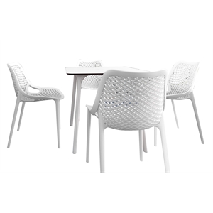 Compamia Air Maya Square Dining Set with White Table and 4 White Chairs
