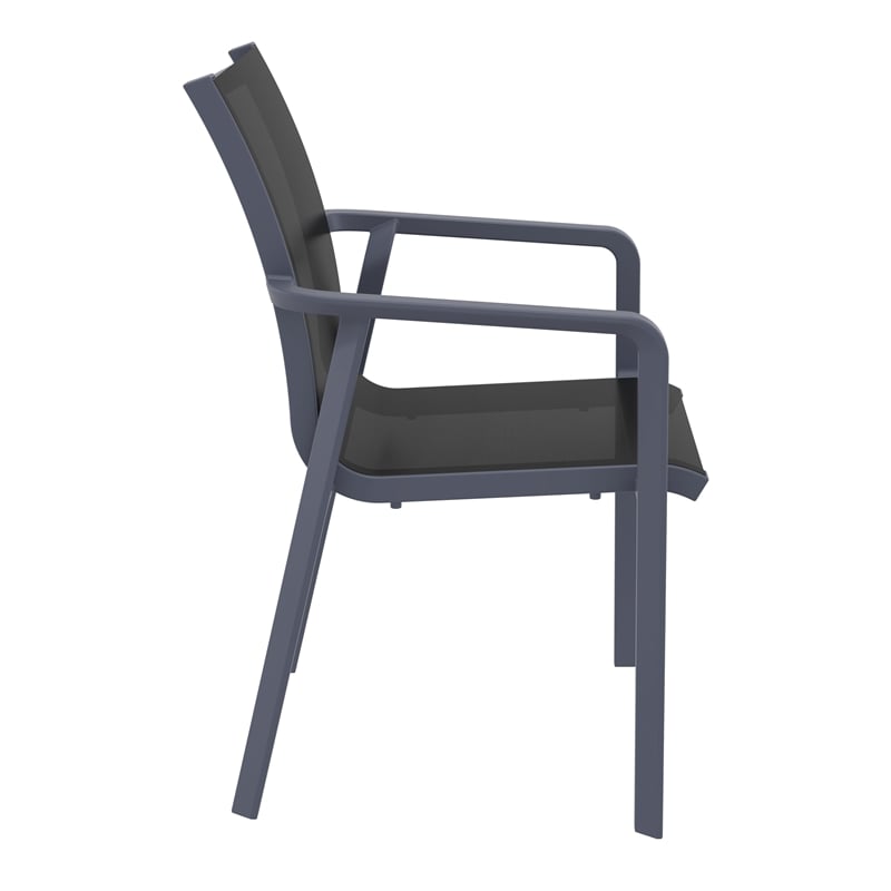 Compamia Pacific Sling Arm Chair - Dark Gray Frame Black Sling