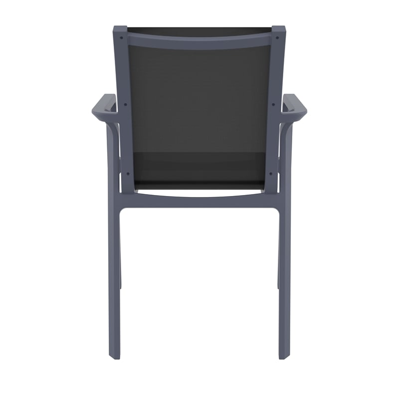 Compamia Pacific Sling Arm Chair - Dark Gray Frame Black Sling
