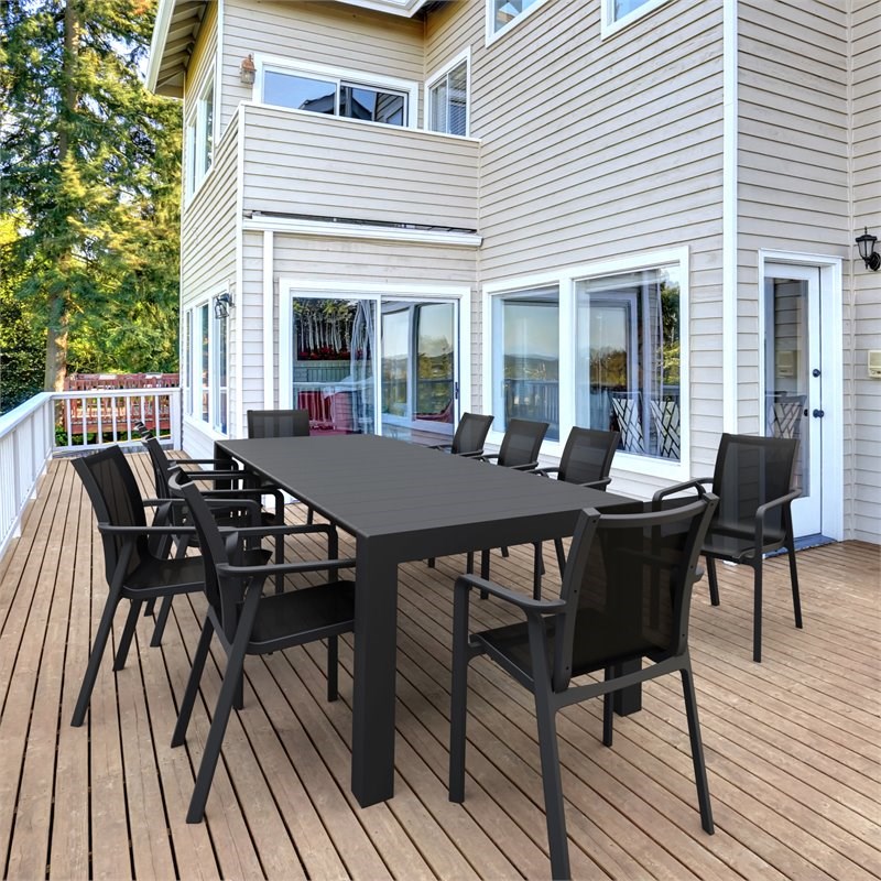 Compamia Pacific 11 Piece Sling Dining Set in Black